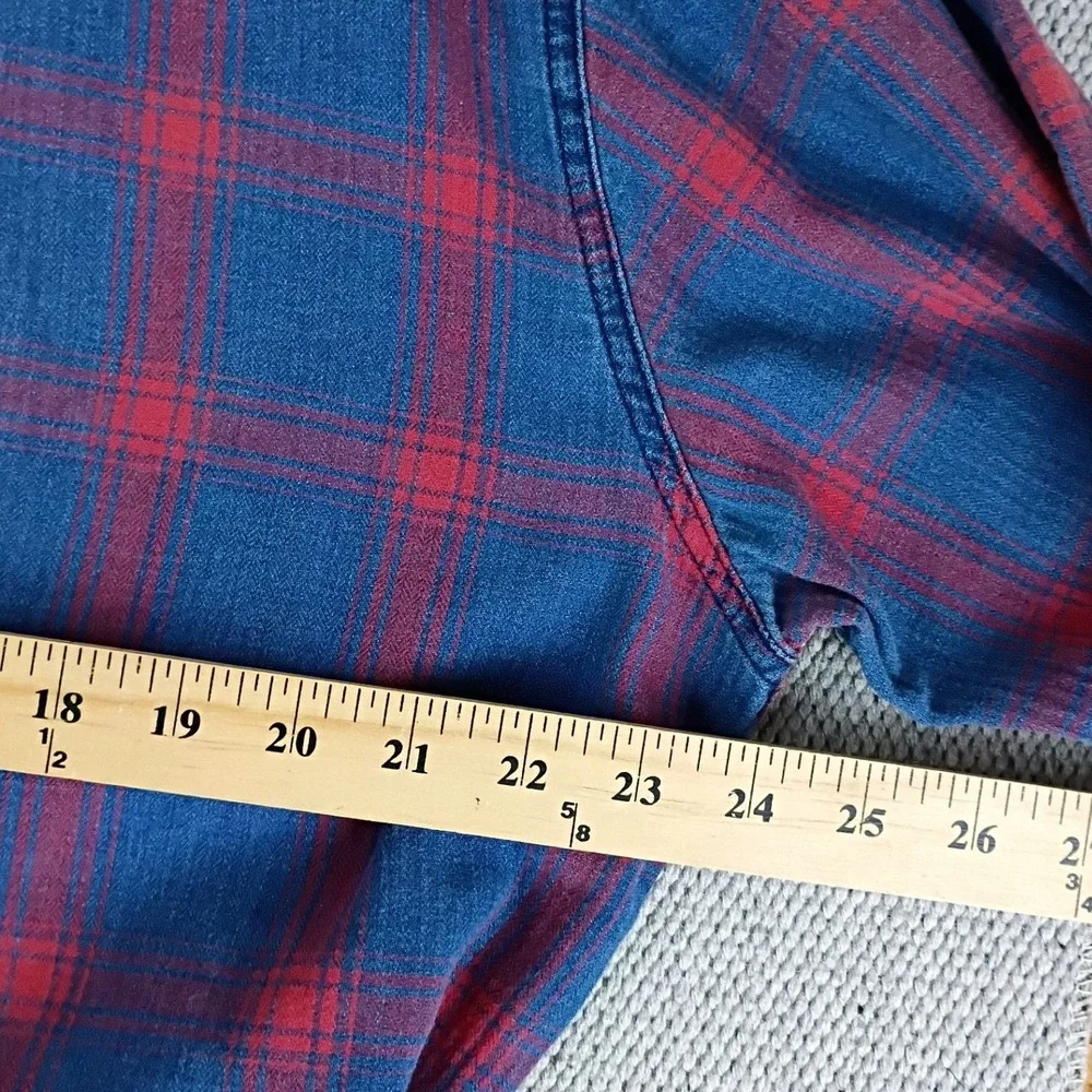 Orvis Active Fit Flannel Button Down Shirt Men XL Blue Red Plaid PocketsOutdoors - Picture 7 of 9